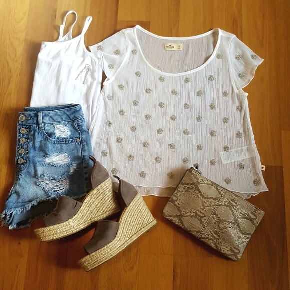 Hollister Women's Sheer Beaded Top - Picture 1 of 7